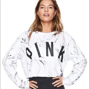 PINK Marble Cropped Sweater